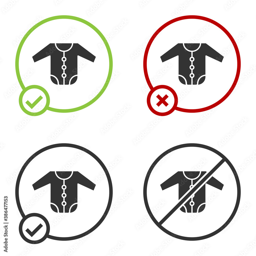 Black Baby clothes icon isolated on white background. Baby clothing for baby girl and boy. Baby bodysuit. Circle button. Vector. Black Baby clothes icon isolated on white background. Baby clothing for baby girl and boy. Baby bodysuit. Circle button. Vector.