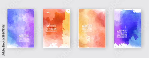 Set of bright colorful vector watercolor background