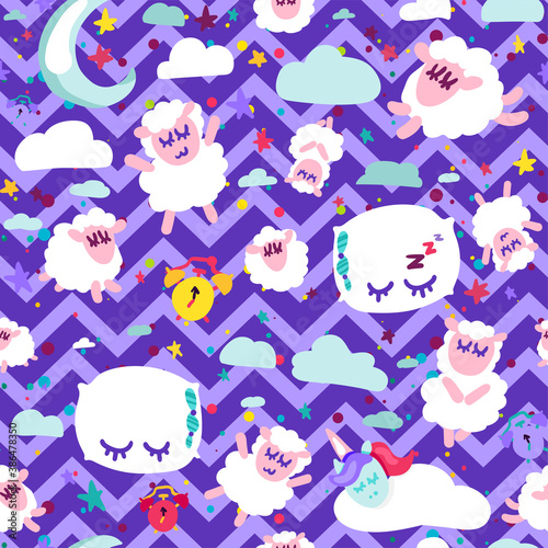 Bedtime, good night sleep vector seamless pattern