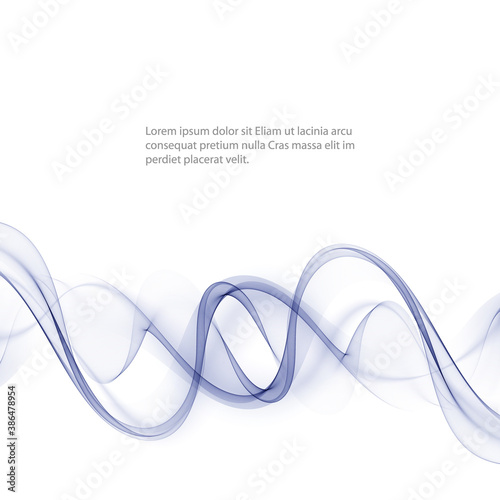 Abstract background, blue transparent waved lines for brochure, website, flyer design. Blue smoke wave.