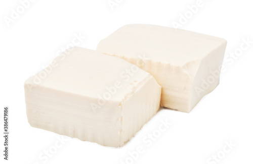 white tofu isolated on white background with clipping path