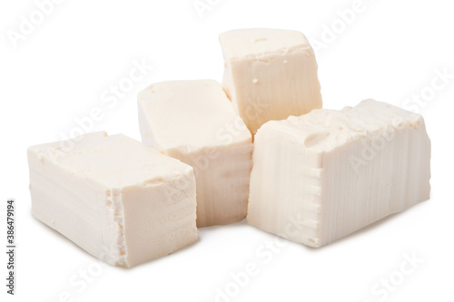 white tofu isolated on white background with clipping path