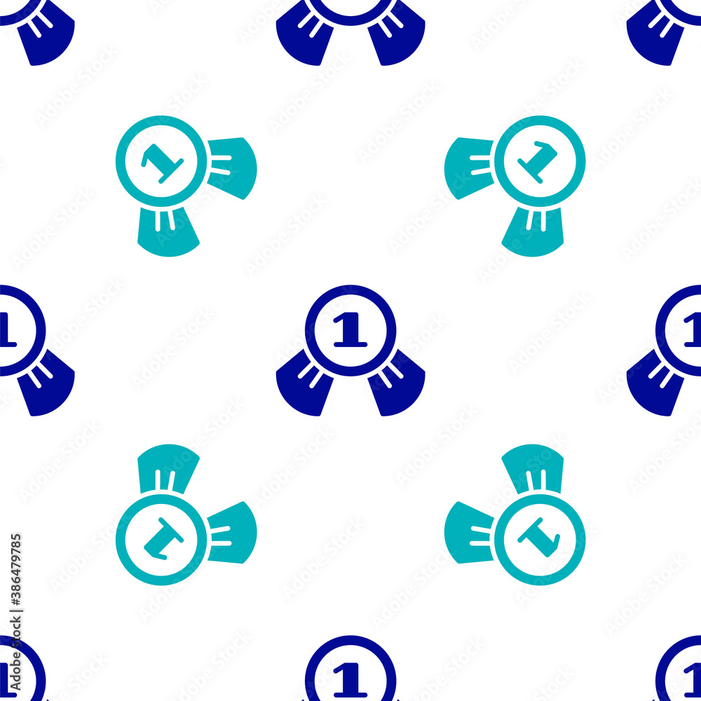 Blue Medal icon isolated seamless pattern on white background. Winner symbol. Vector. Blue Medal icon isolated seamless pattern on white background. Winner symbol. Vector.