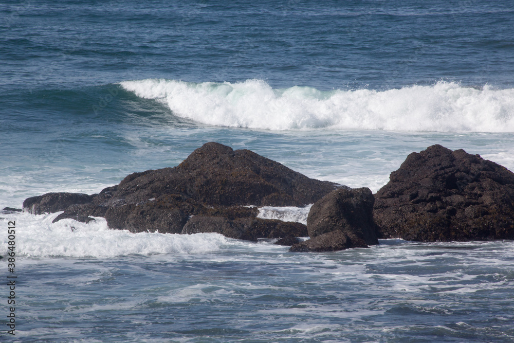 Ocean Crashing onto a rocky shore