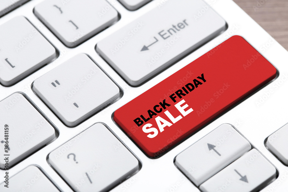 Background of new computer keyboard with text Black Friday Sale Background of new computer keyboard with text Black Friday Sale