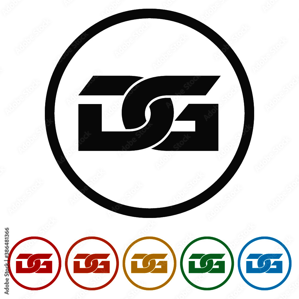 Initial letter DG logo ring icon, color set Initial letter DG logo ring icon, color set
