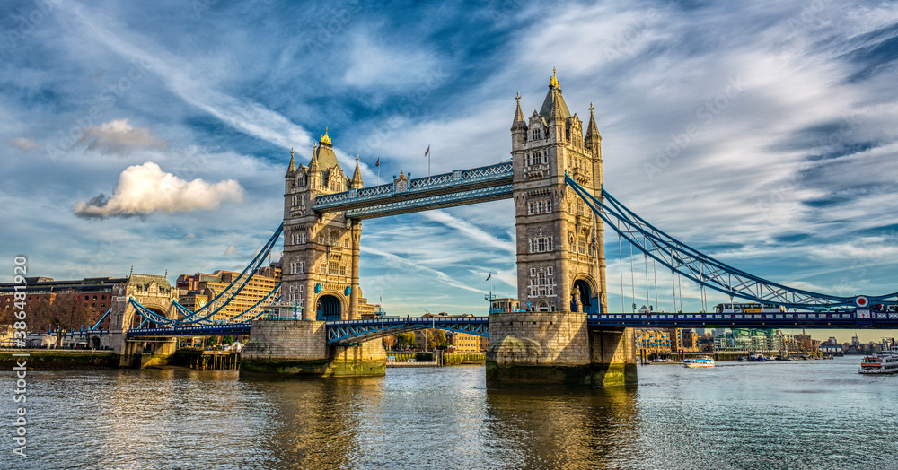 The London bridge with very interesting clouds