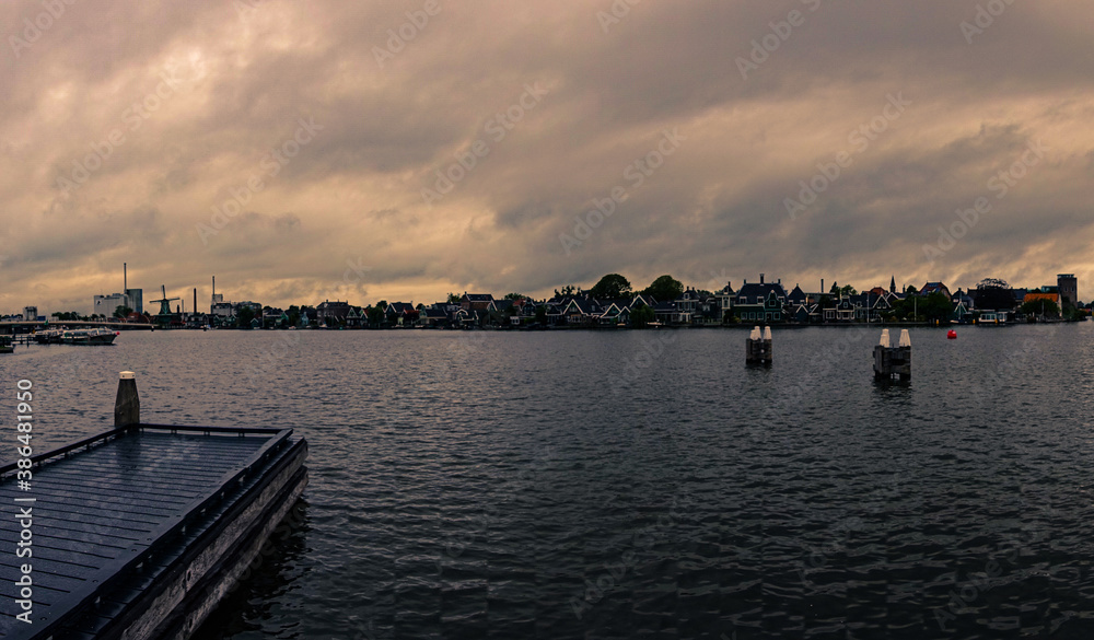 Netherland landscape in a cloudy sunset