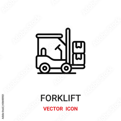 Forklift vector icon. Modern  simple flat vector illustration for website or mobile app.Forklift symbol  logo illustration. Pixel perfect vector graphics 