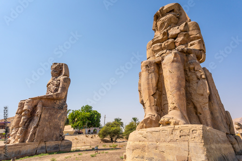 Two Egyptian sculpture in the city of Luxor along the Nile. Egypt