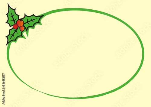 Christmas card, ellipse frame, vector conceptual illustration