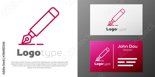 Logotype line Fountain pen nib icon isolated on white background. Pen tool sign. Logo design template element. Vector.