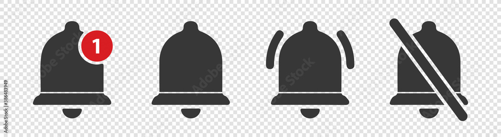 Different Notification Icons Set - Vector Illustrations - Isolated On Transparent Background Different Notification Icons Set - Vector Illustrations - Isolated On Transparent Background