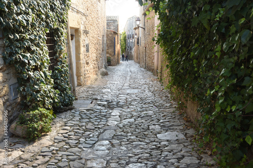 street of medieval village of Peratallada, Girona province, Catalonia, Spain
