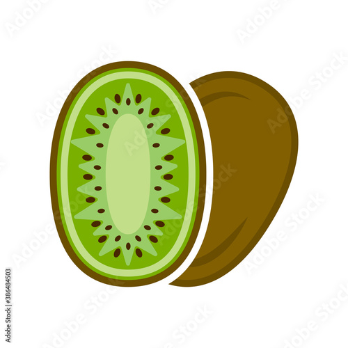 Minimalistic cartoon icon sectional kiwi. Location one after the other. Isolated vector illustration on white background.