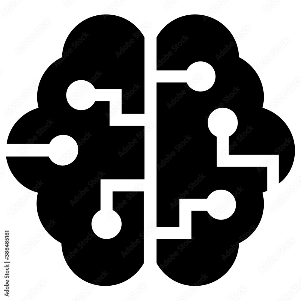 A circuit print embedded in human brain that represents icon vector of artificial intelligence
A circuit print embedded in human brain that represents icon vector of artificial intelligence