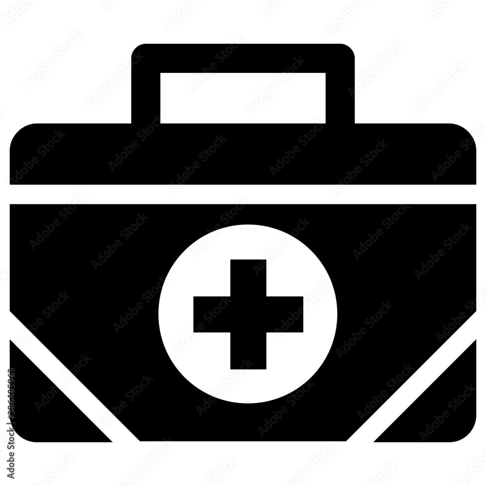A handheld bag with plus sign commemorating first aid kit
A handheld bag with plus sign commemorating first aid kit