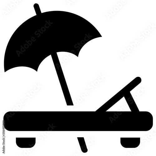 Beach  Gltyph icon having umbrella for shade