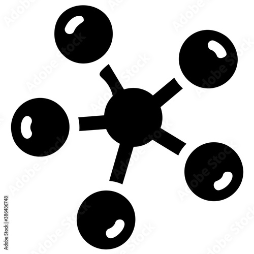 
Structure of atom, science and chemistry glyph icon design 
