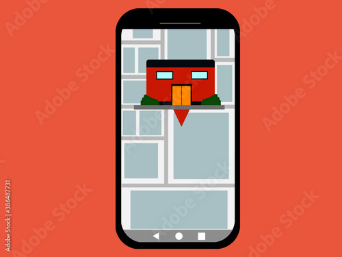 Cellphone showing a map to a business or commercial premises