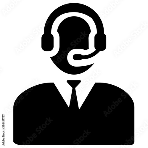 

A person wearing headset and talking having a business attire describing the concept of customer support representative 
