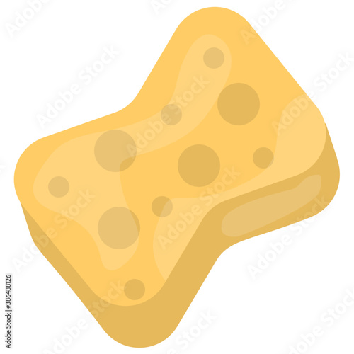 
A foamy scrubber pressed from middle having spots on it denoting sponge graphic 
