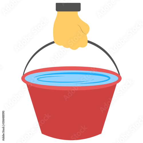 
Hand holding water container to show graphic of water bucket icon
