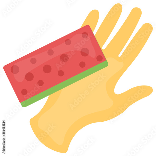 
A cleaned red cuticle enriched hand being scrubbed on loofa conceptualizing hand sanitization 
