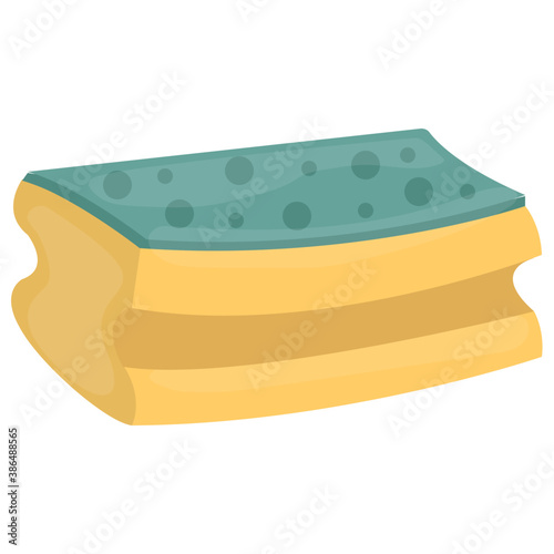 
A double sided handheld scrubber denoting sponge graphic 
