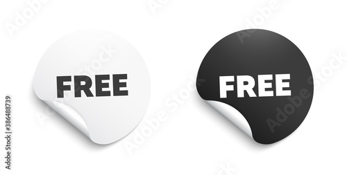 Free symbol. Round sticker with offer message. Special offer sign. Sale. Circle sticker mockup banner. Free badge shape. Adhesive offer paper banner. Vector