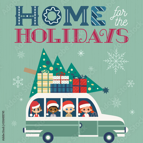 Fancy winter Holiday hand drawn vector poster