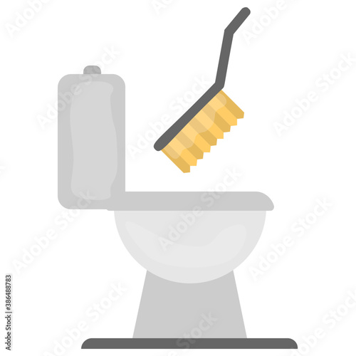 
Brush going inside a toilet commode denoting toilet cleaning icon
