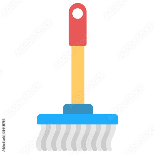 
Brush and tray together notioning icon for floor cleaning 
