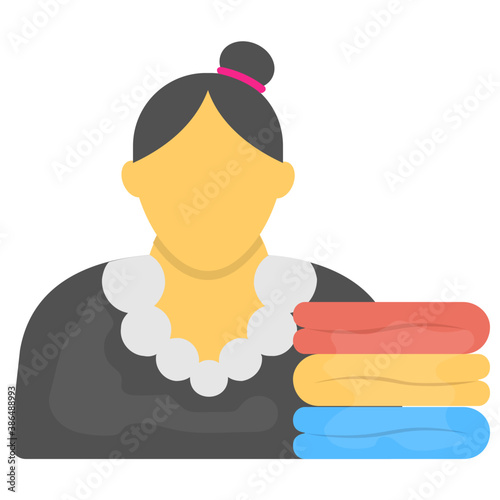 
Lady avatar wearing uniform of a maid making maid notion 
