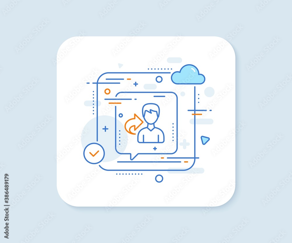 Share refer line icon. Abstract vector button. User or businessman person sign. Male silhouette symbol. Share line icon. Speech bubble concept. Vector Share refer line icon. Abstract vector button. User or businessman person sign. Male silhouette symbol. Share line icon. Speech bubble concept. Vector