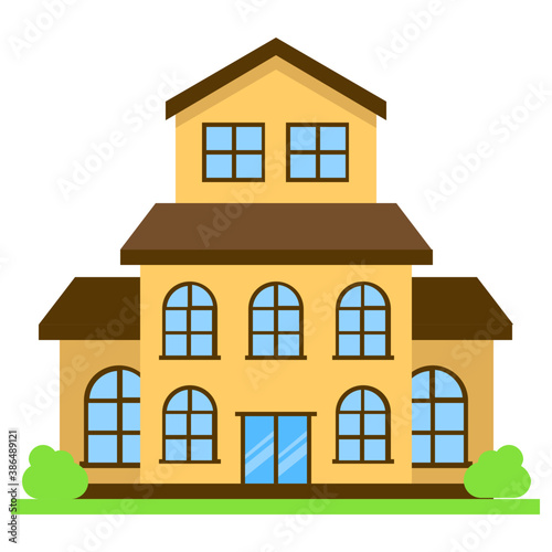  A house with huge exterior and tilting roof having lots of windows, airey house   © Vectors Market