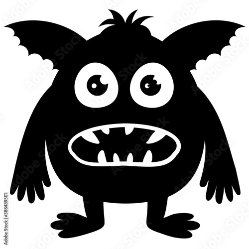 
zombie monster and big screaming mouth, argus panoptes flat icon 
