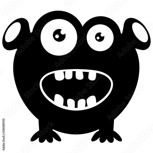 
zombie monster and big screaming mouth, argus panoptes flat icon 
