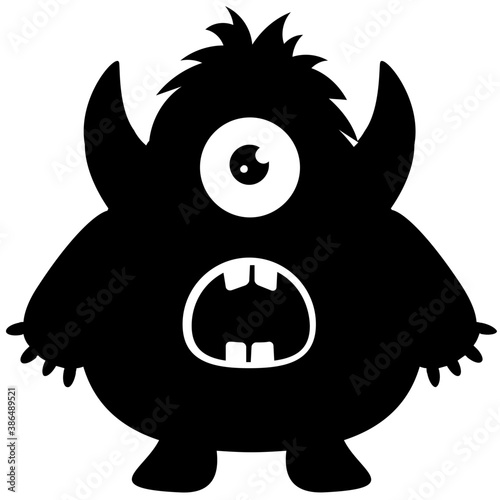 
zombie monster and big screaming mouth, argus panoptes flat icon 
