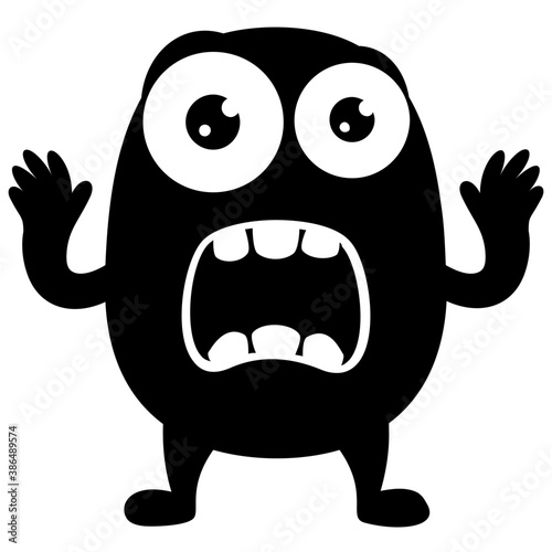 
zombie monster and big screaming mouth, argus panoptes flat icon 

