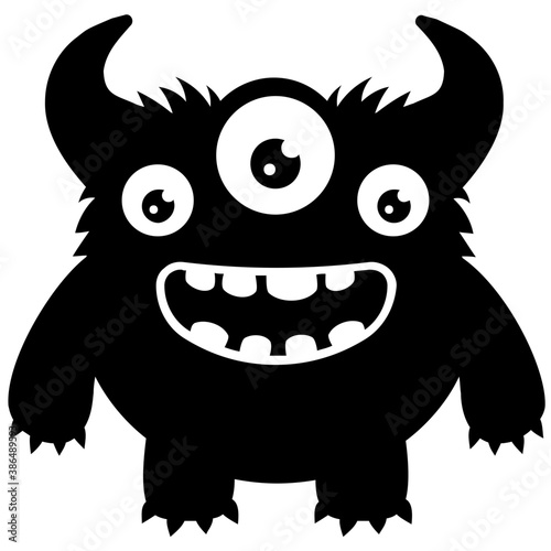 
zombie monster and big screaming mouth, argus panoptes flat icon 
