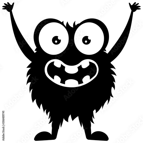 
zombie monster and big screaming mouth, argus panoptes flat icon 

