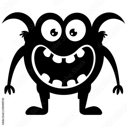 
zombie monster and big screaming mouth, argus panoptes flat icon 
