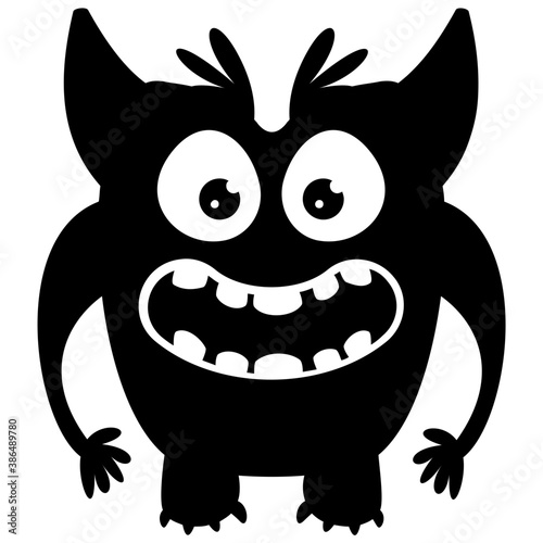 
zombie monster and big screaming mouth, argus panoptes flat icon 
