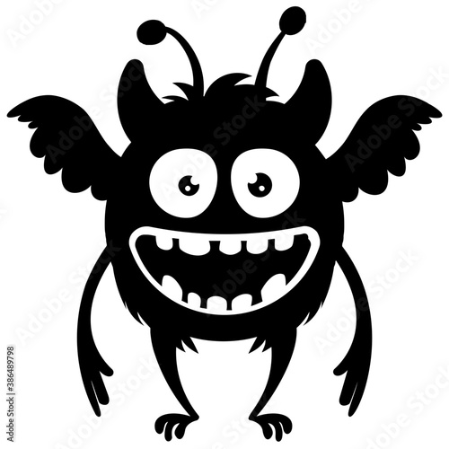  zombie monster and big screaming mouth, argus panoptes flat icon   © Vectors Market