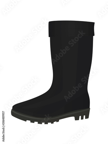 Black rubber boots. vector illustration