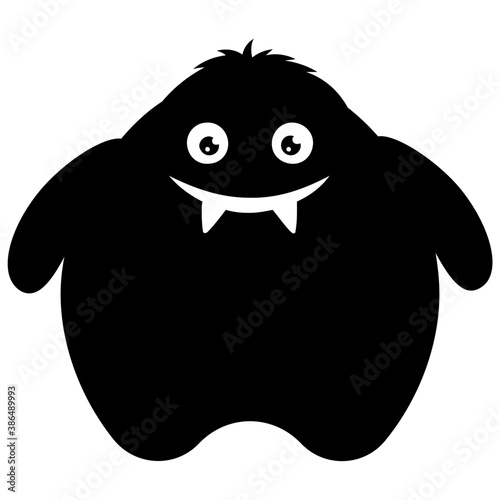 
A cartoon creature with fearful face and gestures having big horrible yes, creepy cartoon character monster 
