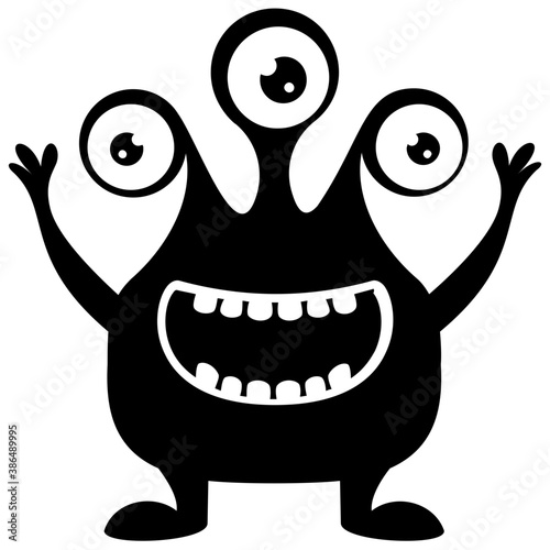 
zombie monster and big screaming mouth, argus panoptes flat icon 
