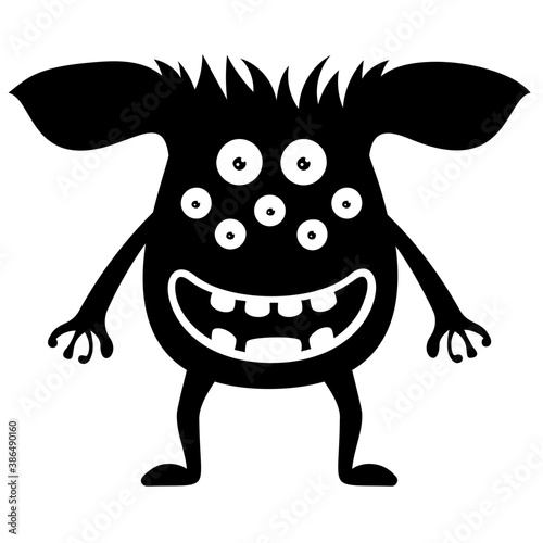 
A gremlin troll cartoon character grinning and laughing
