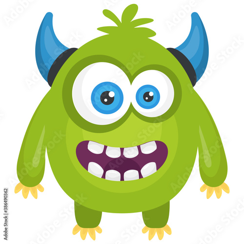 
A cartoon creature with fearful face and gestures having big horrible yes, creepy cartoon character monster 
